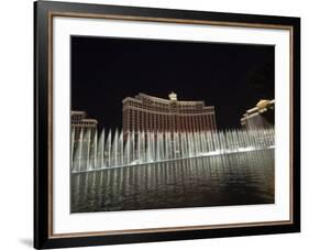 Bellagio Hotel at Night with its Famous Fountains, the Strip, Las Vegas, Nevada, USA-Robert Harding-Framed Photographic Print