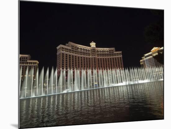 Bellagio Hotel at Night with its Famous Fountains, the Strip, Las Vegas, Nevada, USA-Robert Harding-Mounted Photographic Print