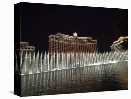 Bellagio Hotel at Night with its Famous Fountains, the Strip, Las Vegas, Nevada, USA-Robert Harding-Stretched Canvas