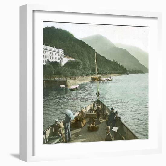 Bellagio (Italy), Hotel at the Edge of Lake Como-Leon, Levy et Fils-Framed Photographic Print