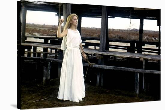 Belle by jour by Luis Bunuel with Catherine Deneuve, 1967 (costumes par Yves Saint Laurent) (photo)-null-Stretched Canvas