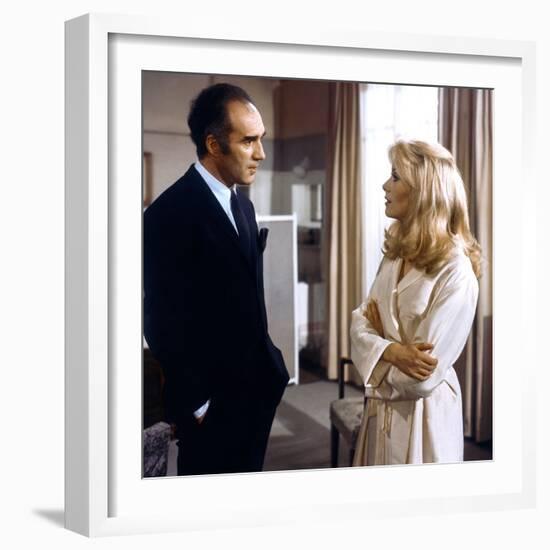 Belle by jour by Luis Bunuel with Michel Piccoli and Catherine Deneuve, 1967 (photo)-null-Framed Photo