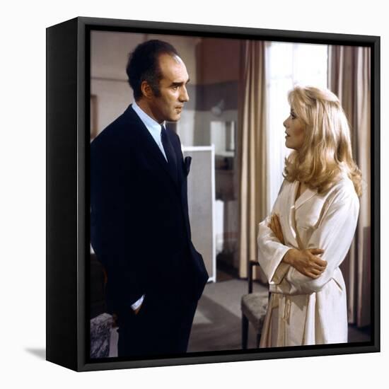 Belle by jour by Luis Bunuel with Michel Piccoli and Catherine Deneuve, 1967 (photo)-null-Framed Stretched Canvas