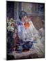 Belle Epoque: Woman Reading , 1899 (Oil on Canvas)-Theo Van Rysselberghe-Mounted Giclee Print