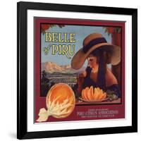 Belle of Piru Brand - Piru, California - Citrus Crate Label-Lantern Press-Framed Art Print