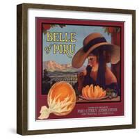 Belle of Piru Brand - Piru, California - Citrus Crate Label-Lantern Press-Framed Art Print