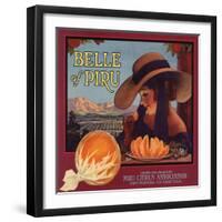 Belle of Piru Brand - Piru, California - Citrus Crate Label-Lantern Press-Framed Art Print
