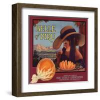 Belle of Piru Brand - Piru, California - Citrus Crate Label-Lantern Press-Framed Art Print