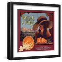 Belle of Piru Brand - Piru, California - Citrus Crate Label-Lantern Press-Framed Art Print