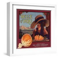 Belle of Piru Brand - Piru, California - Citrus Crate Label-Lantern Press-Framed Art Print