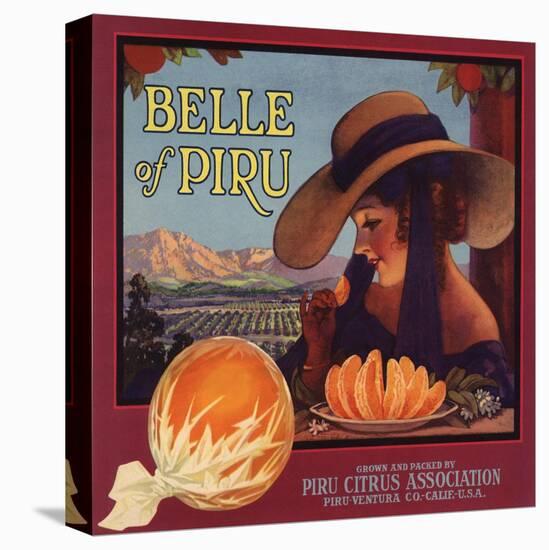 Belle of Piru Brand - Piru, California - Citrus Crate Label-Lantern Press-Stretched Canvas