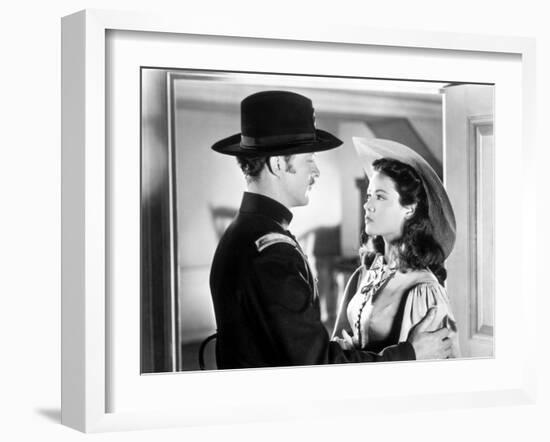 BELLE STARR, 1941 directed by IRVING CUMMINGS Dana Andrews and Gene Tierney (b/w photo)-null-Framed Photo