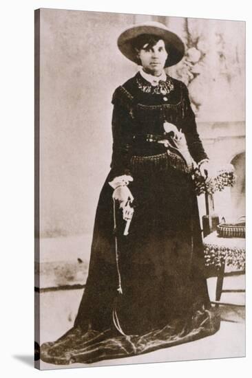 Belle Starr, Female Western Outlaw, Holding a Revolver, Ca. 1880-null-Stretched Canvas