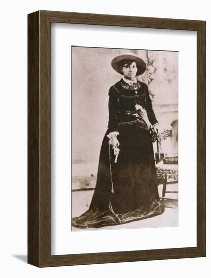 Belle Starr, Female Western Outlaw, Holding a Revolver, Ca. 1880-null-Framed Photo