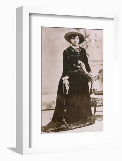 Belle Starr, Female Western Outlaw, Holding a Revolver, Ca. 1880-null-Framed Photo