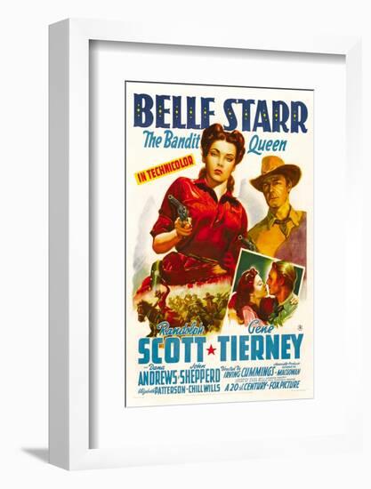 Belle Starr, Gene Tierney, Randolph Scott, 1941-null-Framed Photo