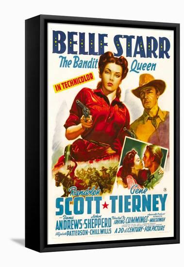 Belle Starr, Gene Tierney, Randolph Scott, 1941-null-Framed Stretched Canvas