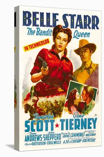 Belle Starr, Gene Tierney, Randolph Scott, 1941-null-Stretched Canvas