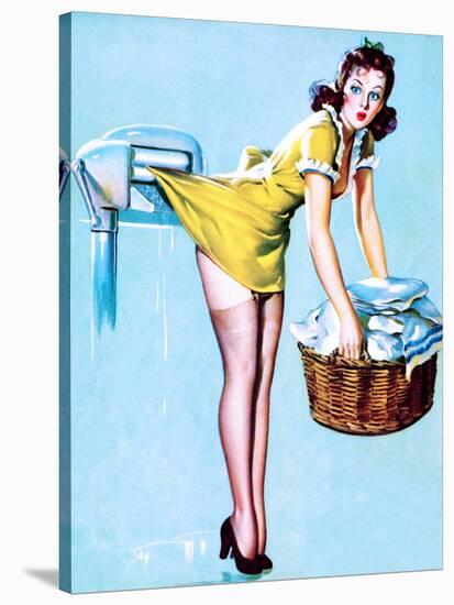 Belle Wringer Pin-Up 1941-Gil Elvgren-Stretched Canvas