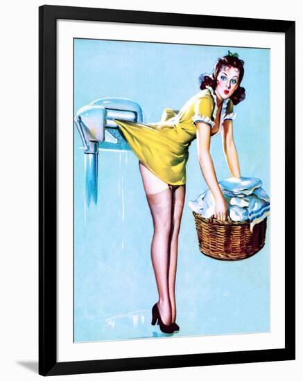 Belle Wringer Pin-Up 1941-Gil Elvgren-Framed Art Print