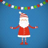 Santa Claus on a Blue Background. Vector Illustration.-Bellenixe-Art Print