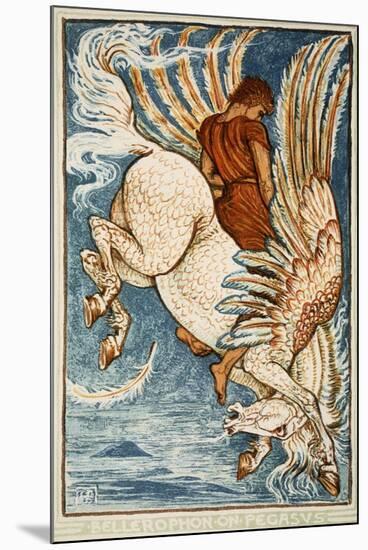 Bellerophon on Pegasus-Walter Crane-Mounted Giclee Print