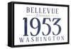 Bellevue, Washington - Established Date (Blue)-Lantern Press-Framed Stretched Canvas