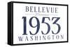 Bellevue, Washington - Established Date (Blue)-Lantern Press-Framed Stretched Canvas