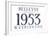 Bellevue, Washington - Established Date (Blue)-Lantern Press-Framed Art Print