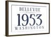 Bellevue, Washington - Established Date (Blue)-Lantern Press-Framed Art Print