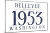 Bellevue, Washington - Established Date (Blue)-Lantern Press-Mounted Art Print