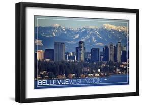 Bellevue, Washington - Lake Washington and Skyline-Lantern Press-Framed Art Print