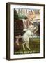 Bellevue, Washington - Unicorn-Lantern Press-Framed Art Print