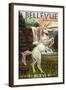 Bellevue, Washington - Unicorn-Lantern Press-Framed Art Print