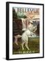 Bellevue, Washington - Unicorn-Lantern Press-Framed Art Print