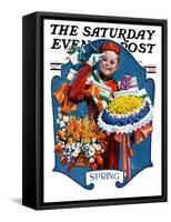 "Bellhop and Bouquets," Saturday Evening Post Cover, March 29, 1930-Elbert Mcgran Jackson-Framed Stretched Canvas