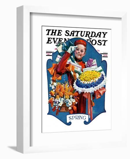 "Bellhop and Bouquets," Saturday Evening Post Cover, March 29, 1930-Elbert Mcgran Jackson-Framed Giclee Print