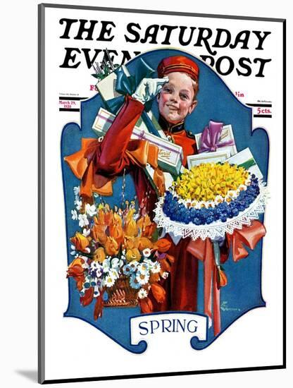 "Bellhop and Bouquets," Saturday Evening Post Cover, March 29, 1930-Elbert Mcgran Jackson-Mounted Giclee Print