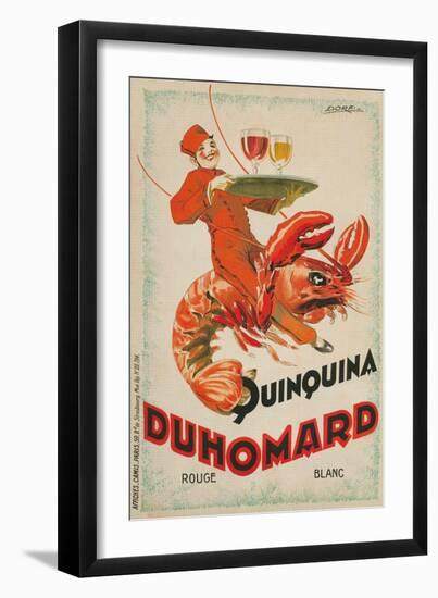 Bellhop Riding Lobster-null-Framed Art Print