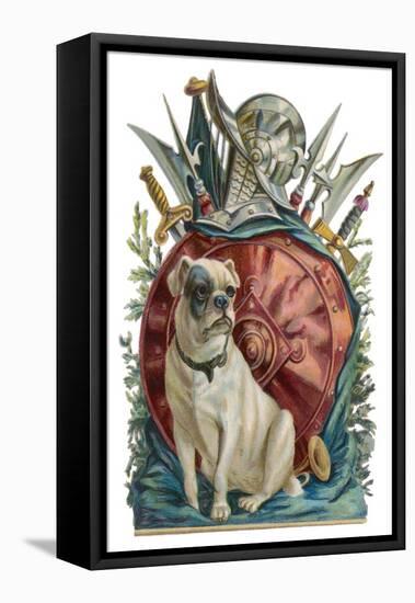 Belligerent Bulldog with an Array of Assorted Weaponry-null-Framed Stretched Canvas