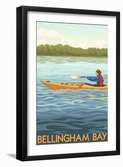 Bellingham Bay, Washington - Kayak Scene-Lantern Press-Framed Art Print