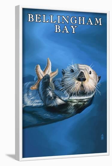 Bellingham Bay, Washington - Sea Otter with Starfish-Lantern Press-Framed Art Print