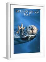 Bellingham Bay, Washington - Sea Otter with Starfish-Lantern Press-Framed Art Print