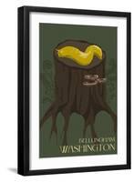 Bellingham, Washington - Banana Slug-Lantern Press-Framed Art Print