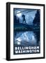 Bellingham, Washington - Bigfoot and Mountain-Lantern Press-Framed Art Print