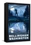 Bellingham, Washington - Bigfoot and Mountain-Lantern Press-Framed Stretched Canvas