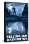 Bellingham, Washington - Bigfoot and Mountain-Lantern Press-Stretched Canvas