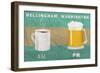 Bellingham, Washington - Coffee in the AM, Beer in the PM-Lantern Press-Framed Art Print