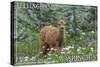 Bellingham, Washington - Deer Fawn and Wildflowers-Lantern Press-Stretched Canvas