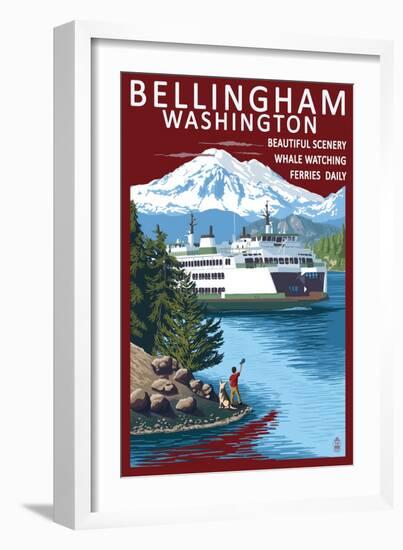 Bellingham, Washington - Ferry Scene-Lantern Press-Framed Art Print